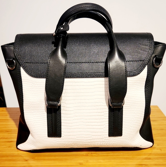 3.1 Philip Lim Pashli medium black and white satchel handbag - Picture 2 of 8